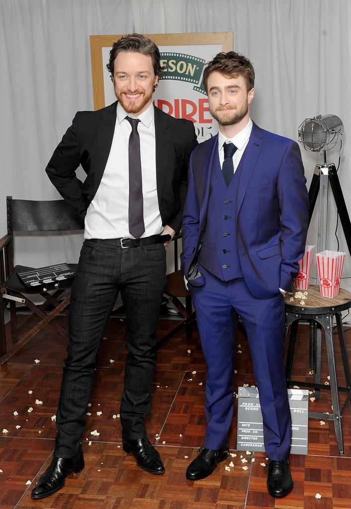 James McAvoy and Daniel Radcliffe mucked around backstage at the Jameson Empire Awards in 2015.