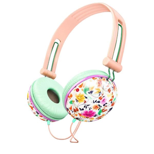 Pastel Peach Floral Headphones