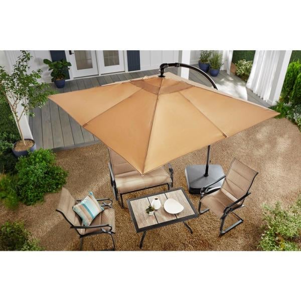 Hampton Bay Square Aluminum Cantilever Offset Outdoor Patio Umbrella