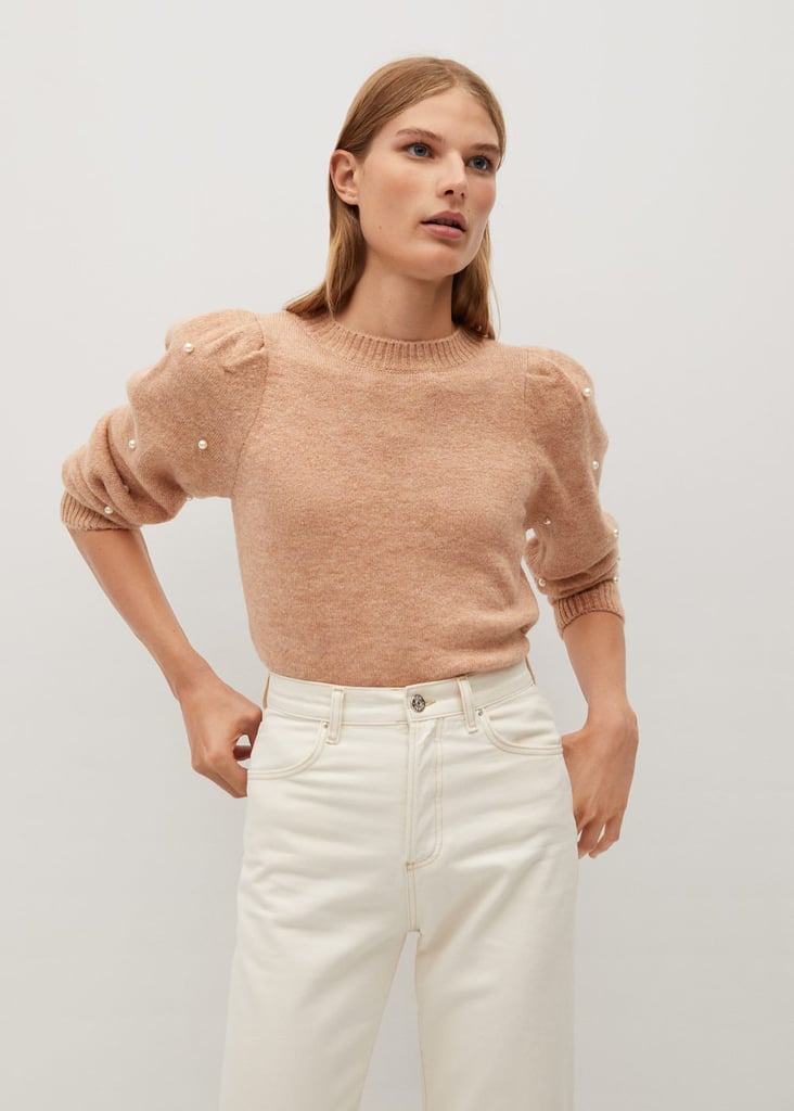 Pearl Embroidery Appliqué Sweater