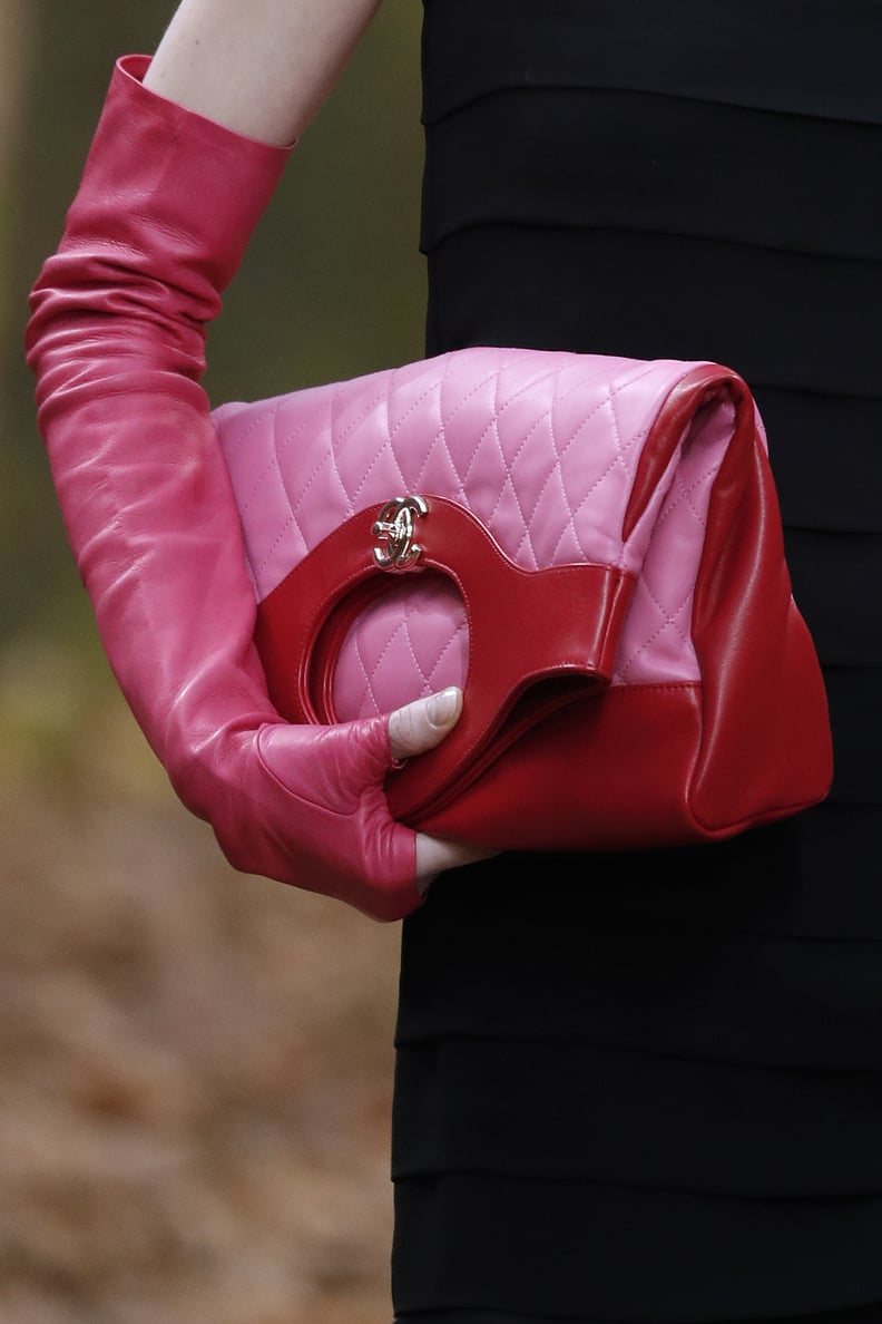 Models Wore Pink Leather Gloves