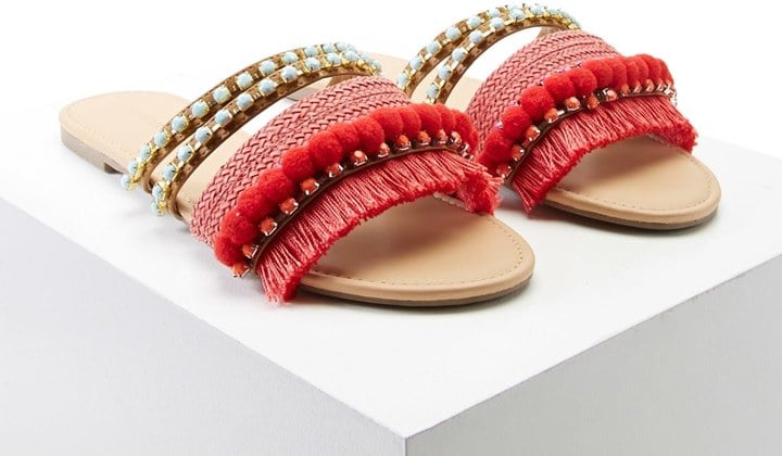 Forever 21 Fringed Pom Pom Sandals