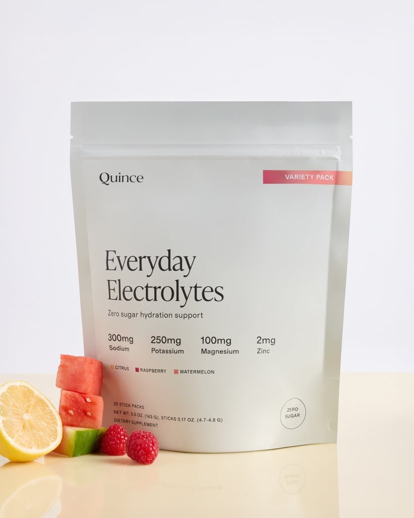 Quince Everyday Electrolytes ($20)
Staying hydrated is always important, but especially during the peak of summer. Mix a sugar-free electrolyte packet into a glass of water to maximize recovery. This variety pack comes with 10 citrus, watermelon, and raspberry packets so you can find your favorite flavor.