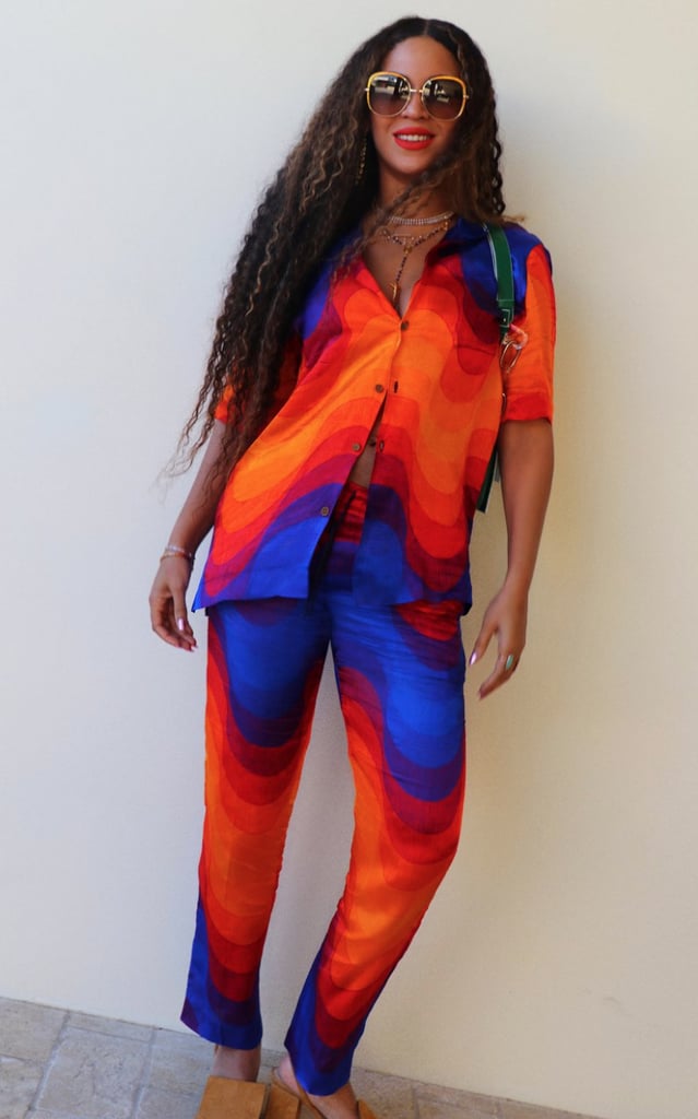 Beyoncé's Wave-Print Set and Geometric Heels
