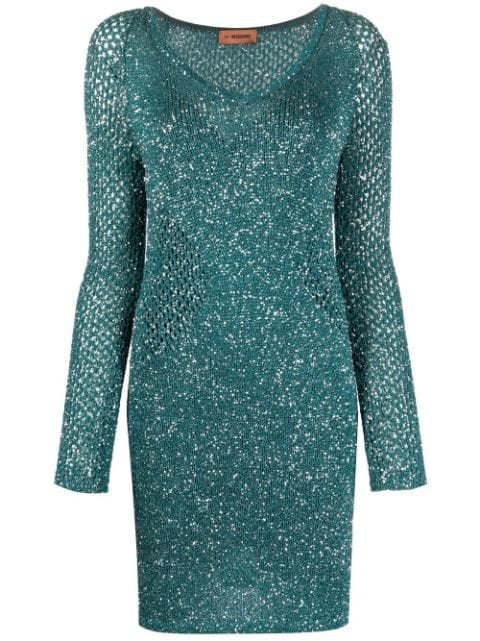 Missoni Glitter Mesh Long-Sleeve Dress