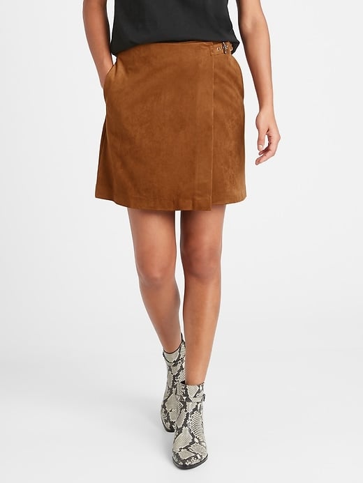 Banana Republic Petite Vegan Suede Wrap Miniskirt