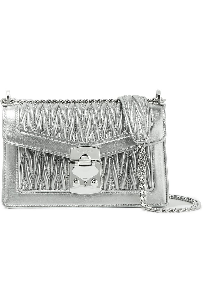 Miu Miu Metallic Matelassé Leather Shoulder Bag