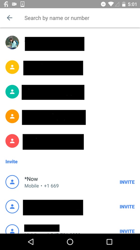 Call or invite anyone from your contact list.