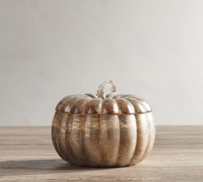 Pottery Barn Mercury Lidded Pumpkin Candle Pot | Best Fall Decor
