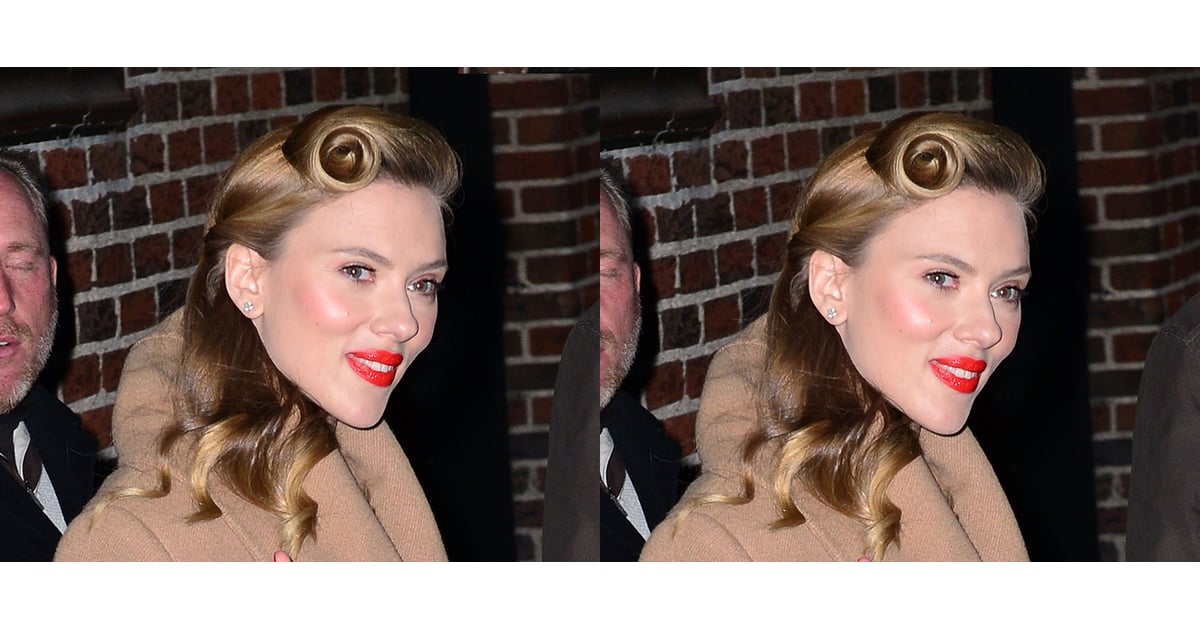 Scarlett Johansson Vintage Hairstyle and Red Lipstick ...