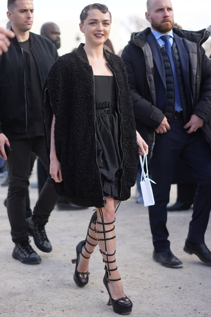 Maisie Williams Wears Buckle-Up Heels at Paris Fashion Week