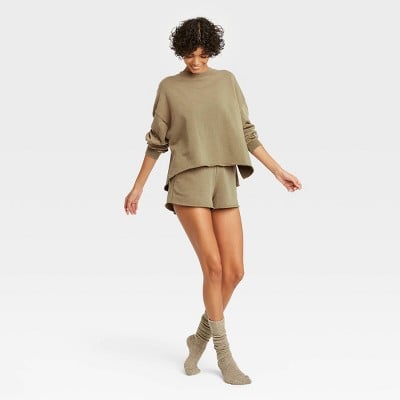 Colsie French Terry Crewneck Lounge Sweatshirt and Shorts