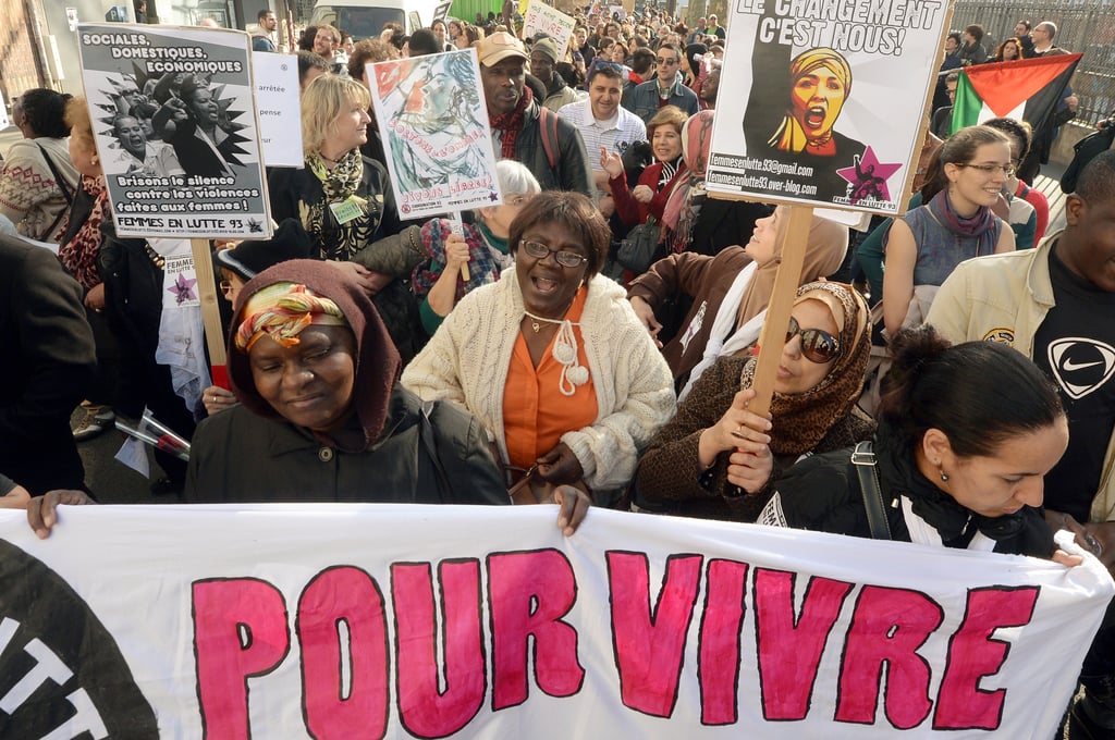 In Paris, women gathered for the March 8 For All event.