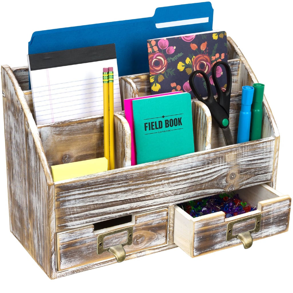 Excello Global Products Rustic Wood Office Desk Organizer