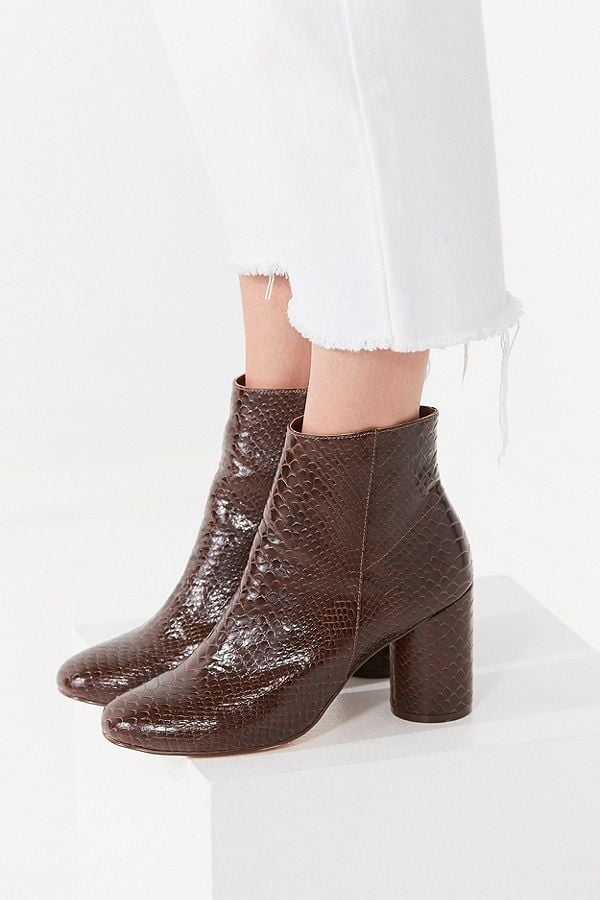 faux snake ankle boots