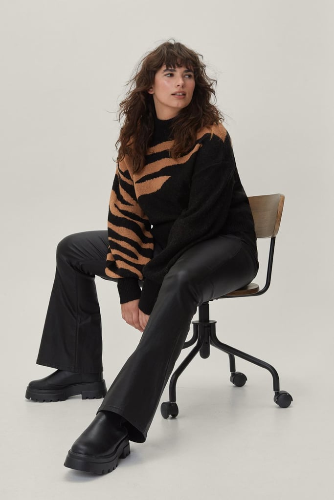 Nasty Gal Tiger Print Splice Jumper