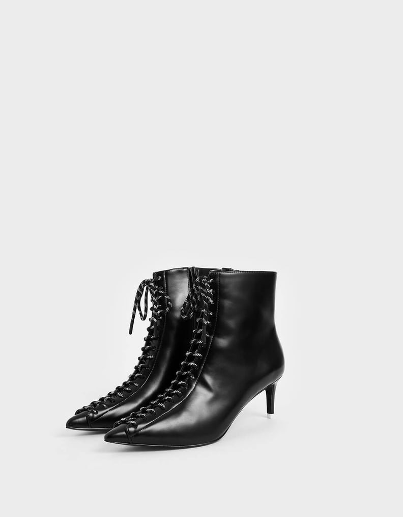 Charles & Keith Nylon Lace-Up Ankle Boots