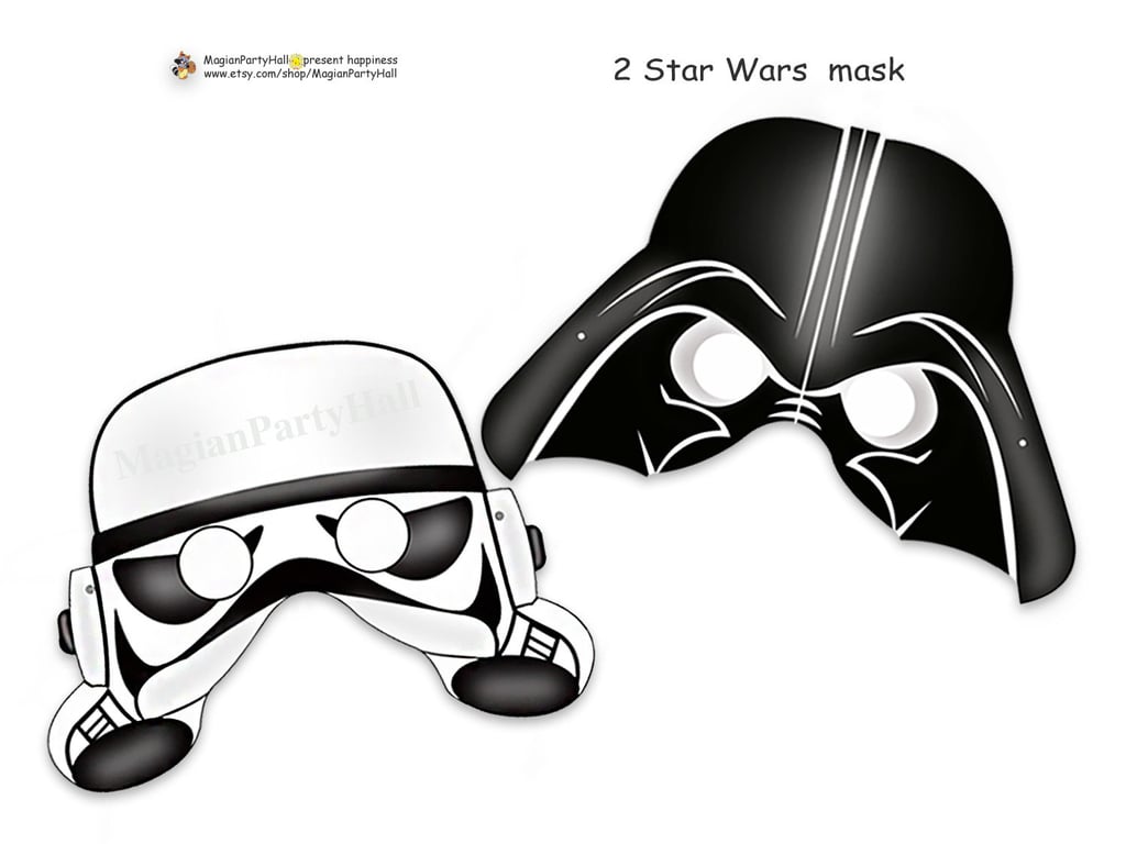 Represent the Empire's side with Darth Vader and Stormtrooper masks ($3).