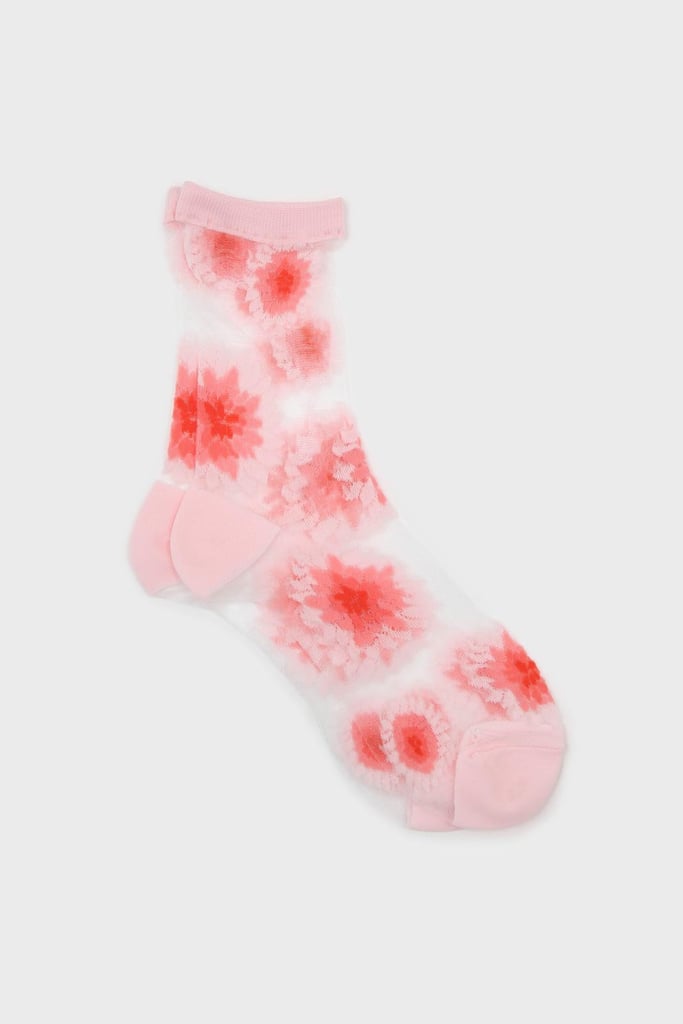 Glassworks Pink Large Daisy Sheer Socks