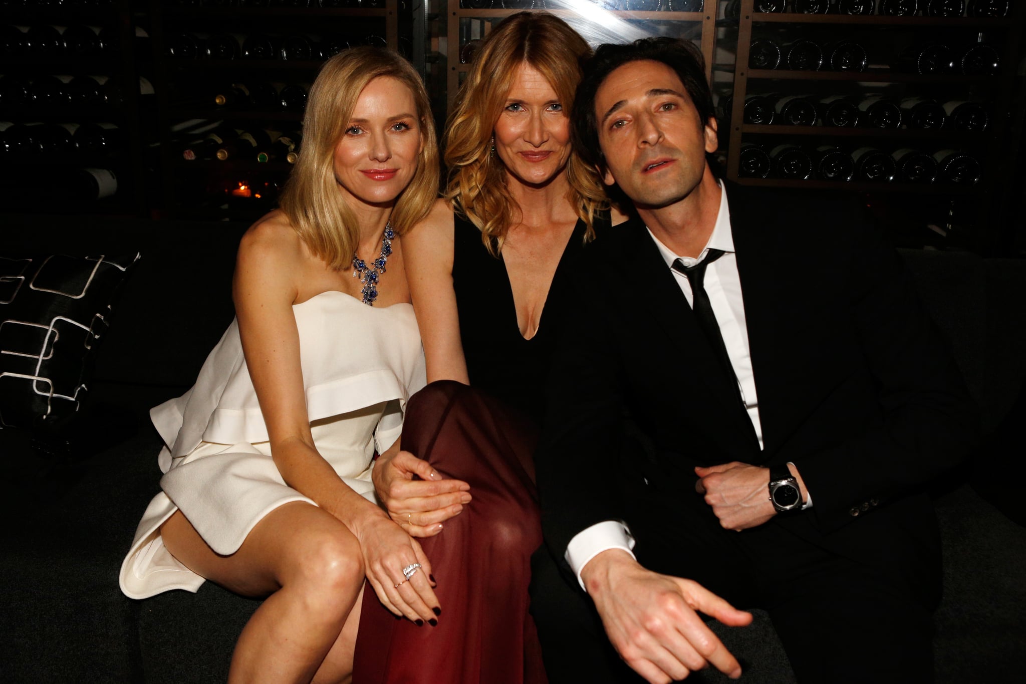 Naomi Watts, Laura Dern, and Adrien Brody made a fun trio at Bulgari | The  Hot Oscars Parties You May Have Missed | POPSUGAR Celebrity Photo 42