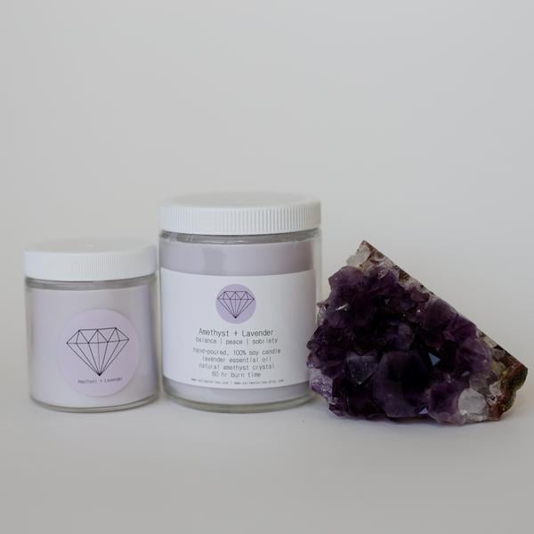 Amethyst and Lavender Soy Crystal Candle