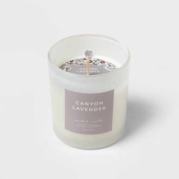 Room Essentials 5oz Canyon Lavender Glass Jar Candle White