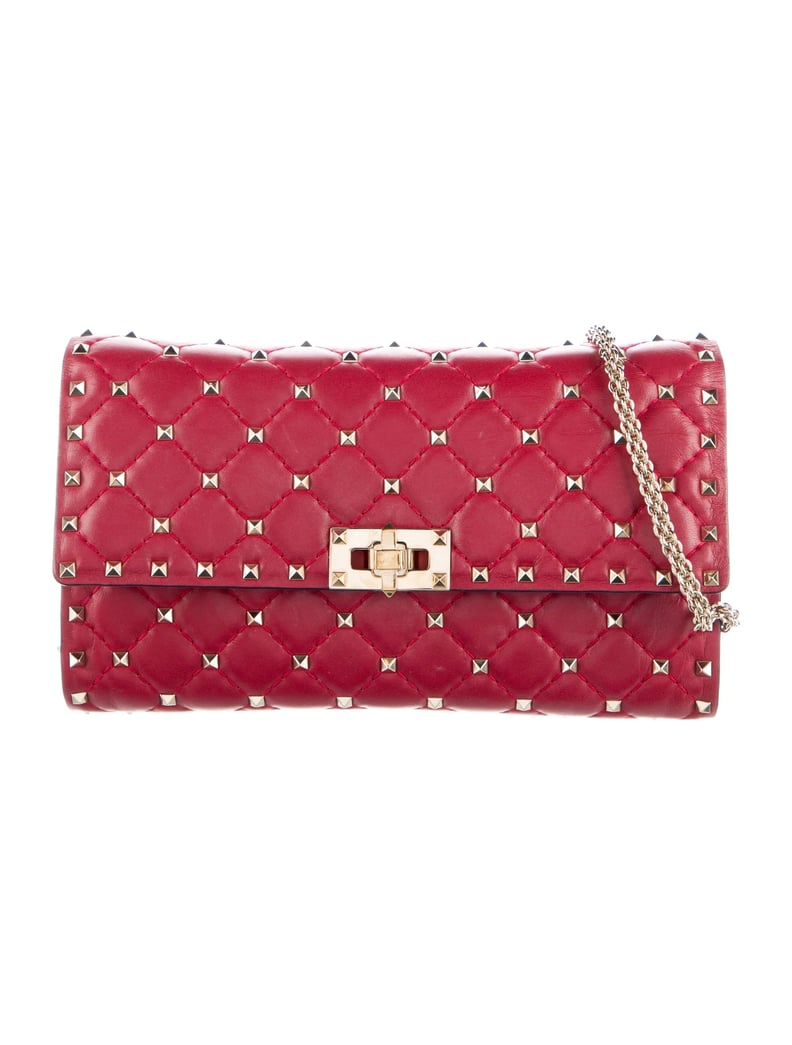 Valentino Quilted Rockstud Spike Wallet on Chain