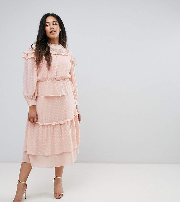 Truly You Victoriana Tiered Midi Dress In Dobby Lace