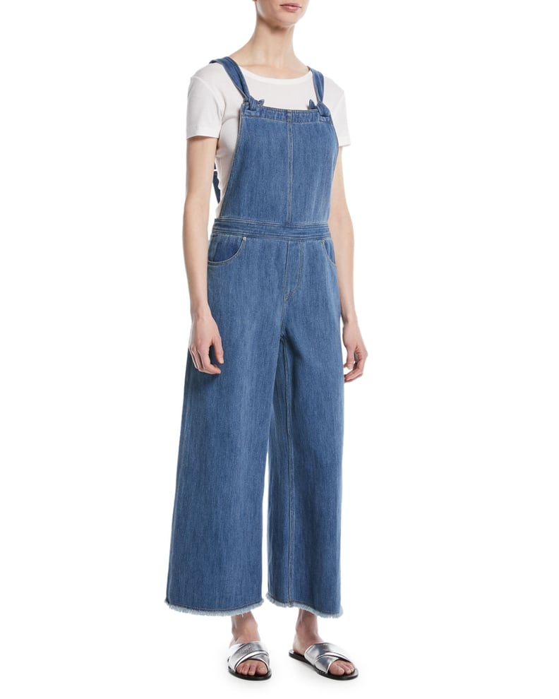 Elizabeth and James Jennette Square-Neck Knot-Strap Wide-Leg Denim Jumpsuit