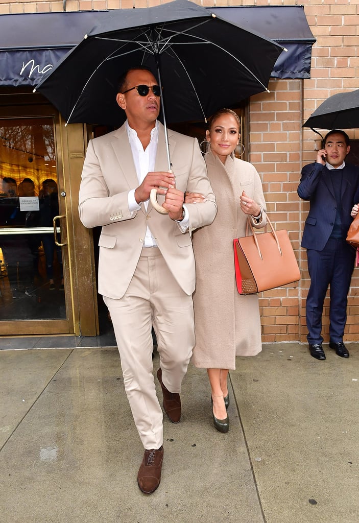 Styling a Sleek Beige Coat Over a Dress | Jennifer Lopez Fall Outfits