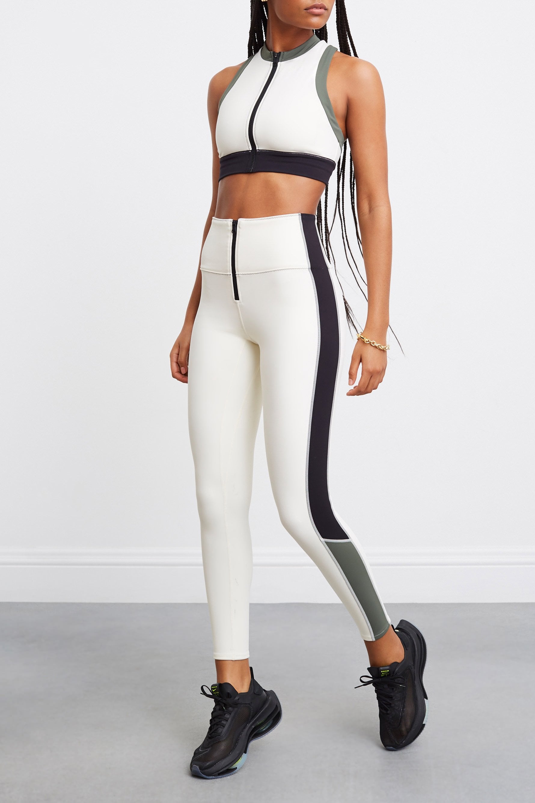 Bandier x Solid & Striped Soleil Zip Front Legging and Trek High Neck Bra, Bandier's New Collection With Solid & Striped Will Have You Dreaming of  Summer