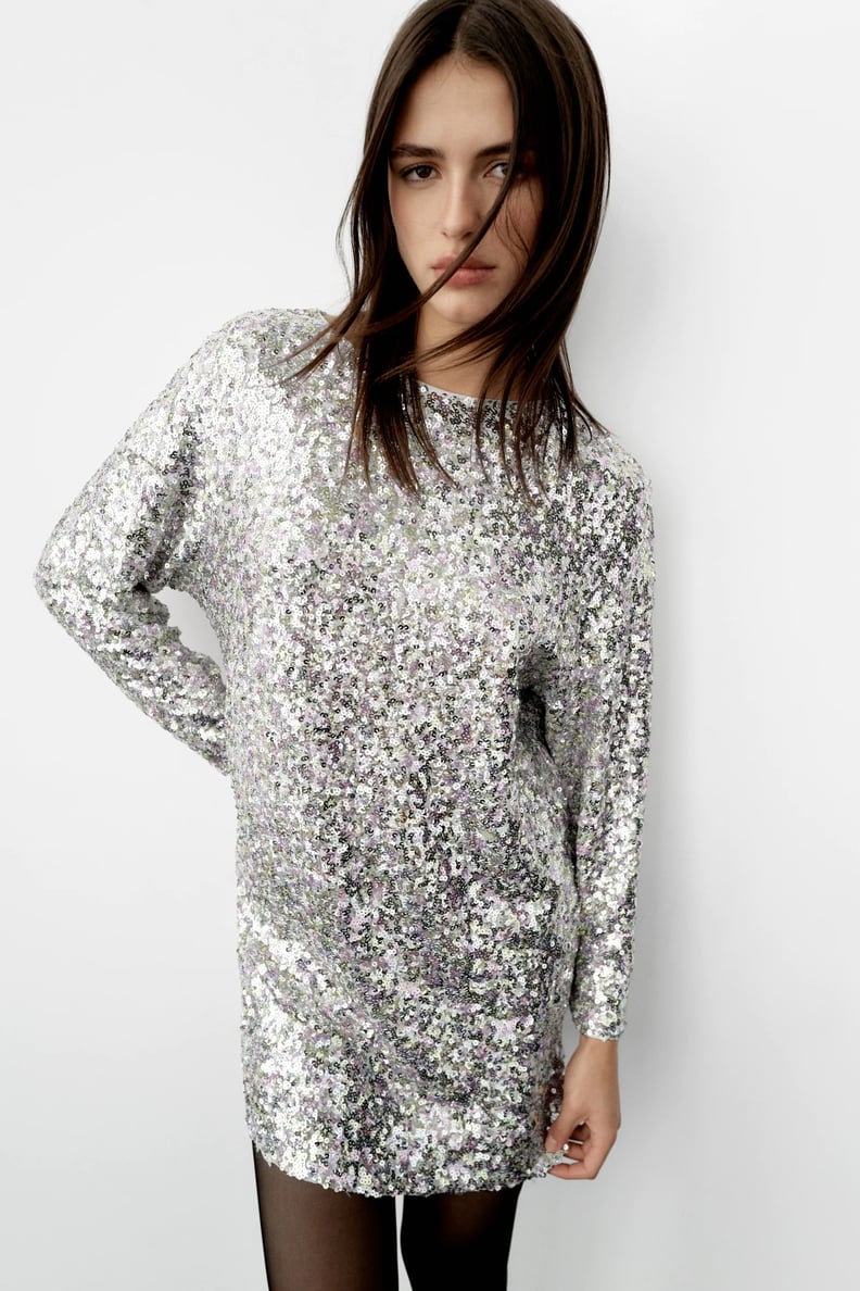 Silver All Over: Zara Sequin Mini Dress