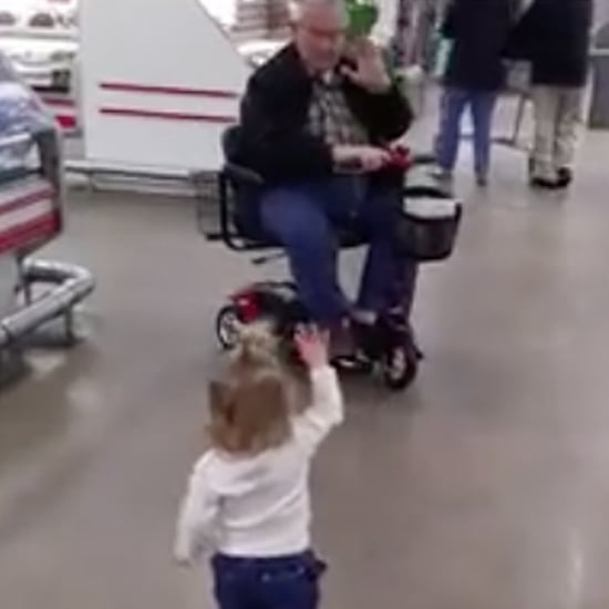 Little Girl Waving to Strangers at the Supermarket