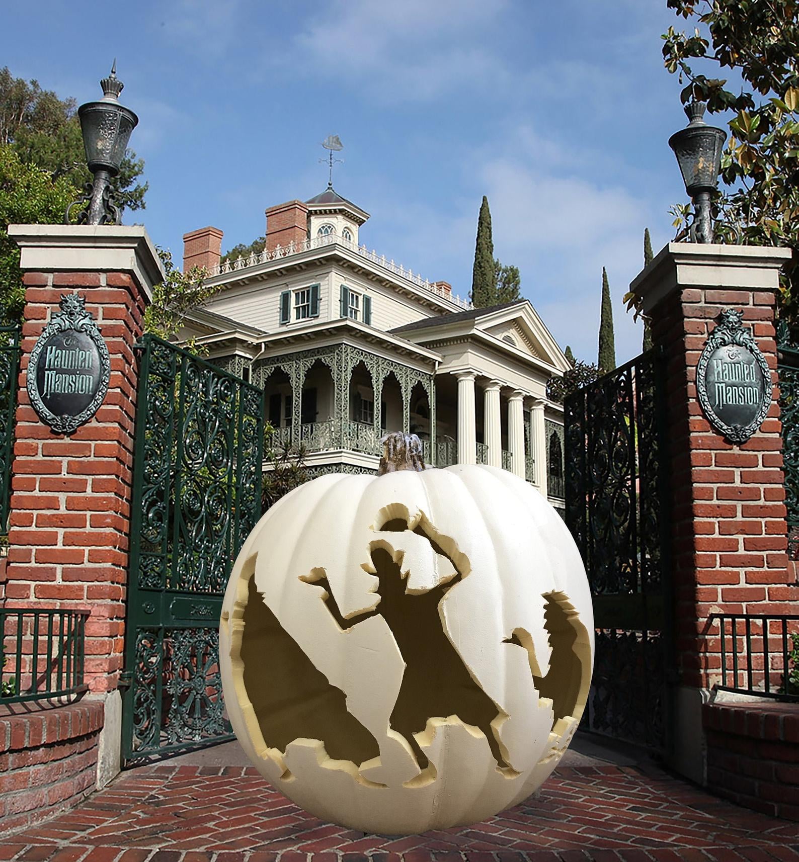 Haunted Mansion Hitchhiking Ghosts Foam Pumpkin 30 Outdoor Disney Halloween Decorations To Turn Your House Into The Haunted Mansion Popsugar Family Photo 24