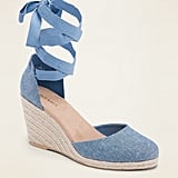 Textile Lace-Up Espadrille Wedge Shoes for Women