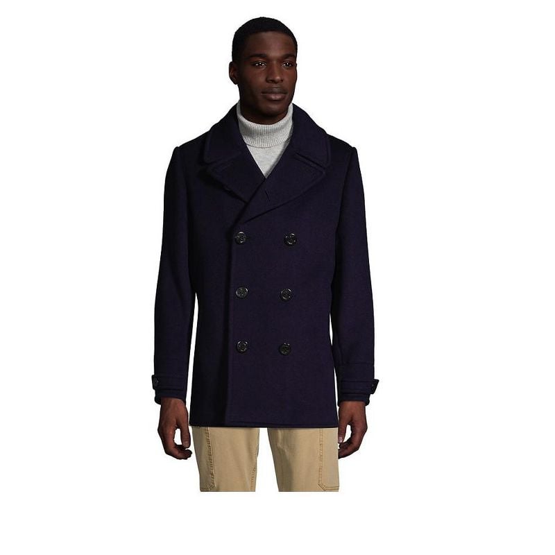 Best Classic Peacoat For Men: Lands' End Insulated Wool Peacoat
