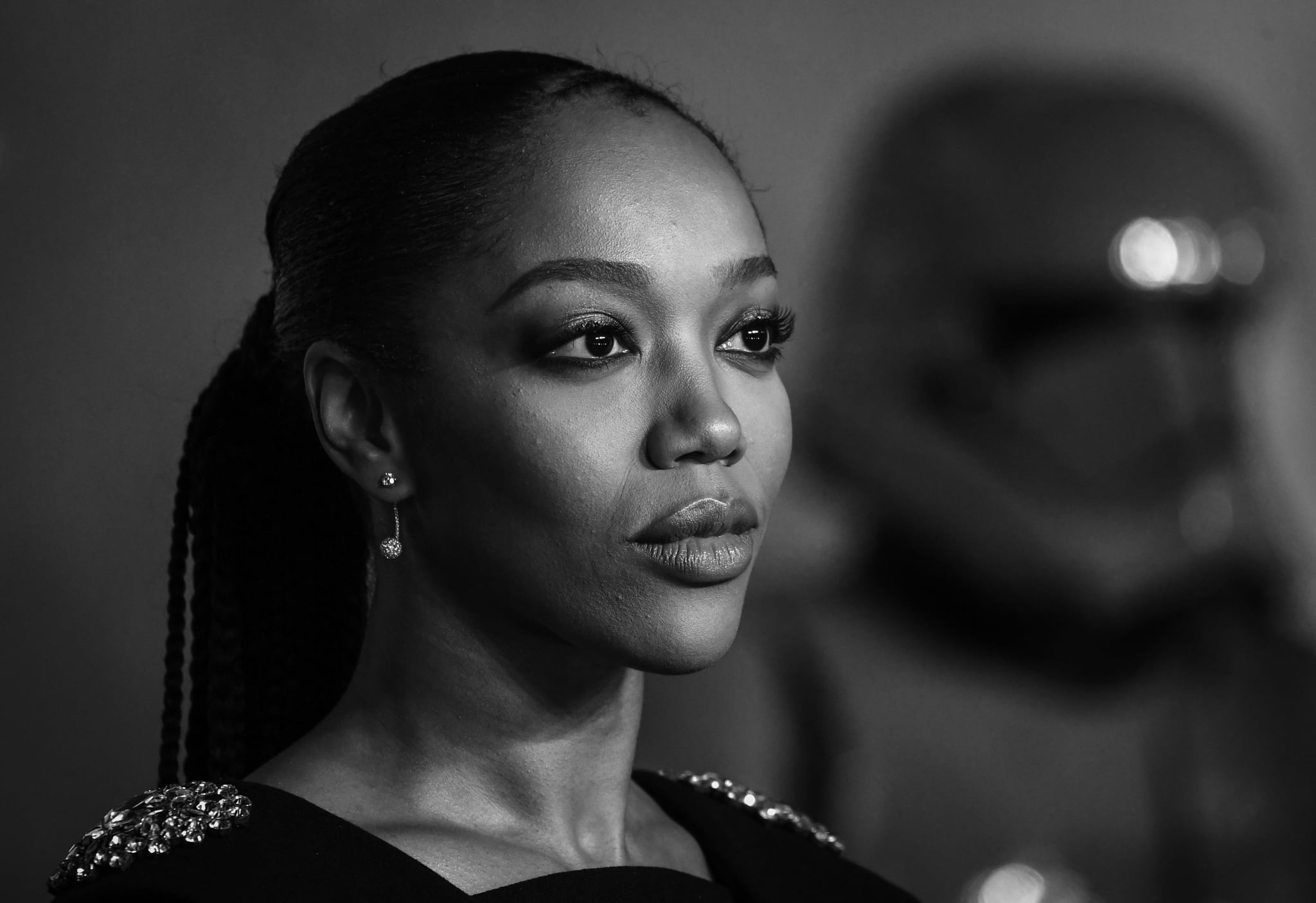 LONDON, ENGLAND - DECEMBER 18:  (EDITORS NOTE: Image has been converted to black and white)  Naomi Ackie attends the European premiere of 