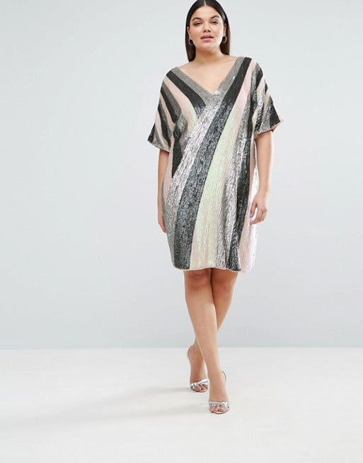 You'll love the V silhouette and major shine on Asos Curve's Linear Sequin Shift Dress ($181).
