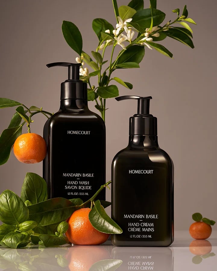 Homecourt Mandarin Basile Hand Duo ($79)
Homecourt, Courteney Cox's brand, has an amazing assortment of home fragrance products (like candles and room sprays), cleaning products that smell more like perfume, and body-care items. This hand-care duo contains the brand's hand wash and hand lotion in the incredible Mandarin Basile scent. It's vibrant and herby, with strong notes of fresh basil balanced by sweet citrus. If someone is hosting you for the holidays or you need a gift to give your in-laws, this is a no-brainer.