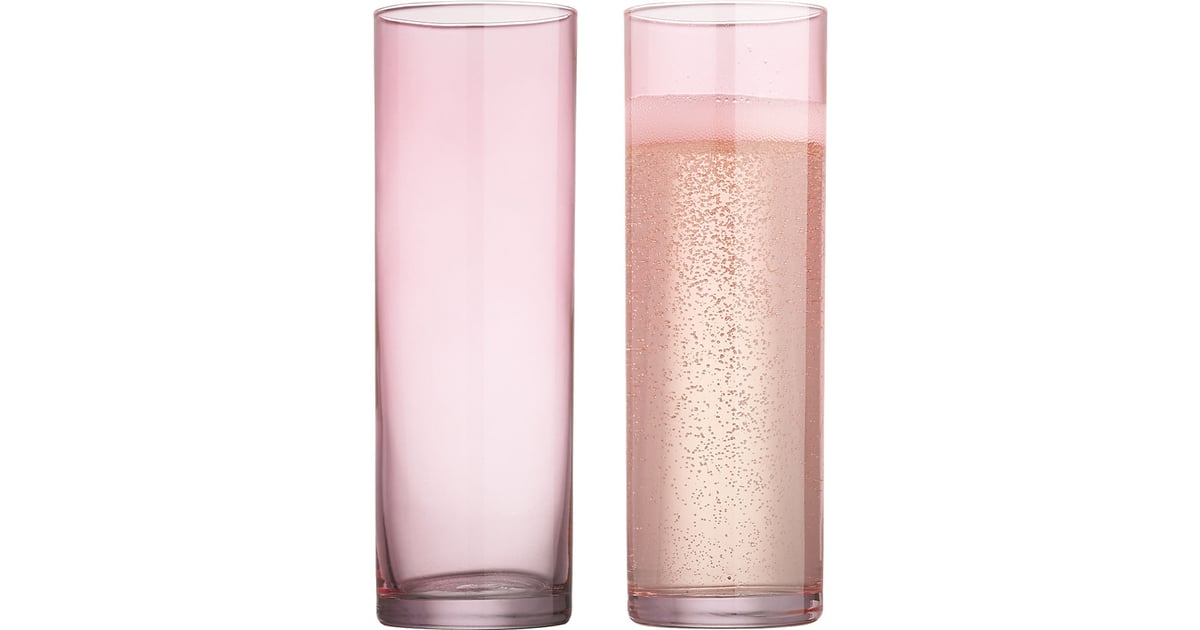These rose-colored Champagne glasses ($3) feel slightly less girlie ...