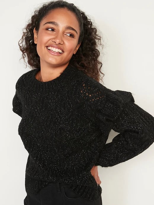 Old Navy Pointelle Ruffle-Sleeve Sweater | Best Sweaters For Women at ...