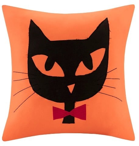 Halloween Black Cat Pillow — Orange ($26.99)