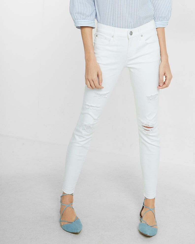 Express Mid Rise Distressed Cropped Jean Legging