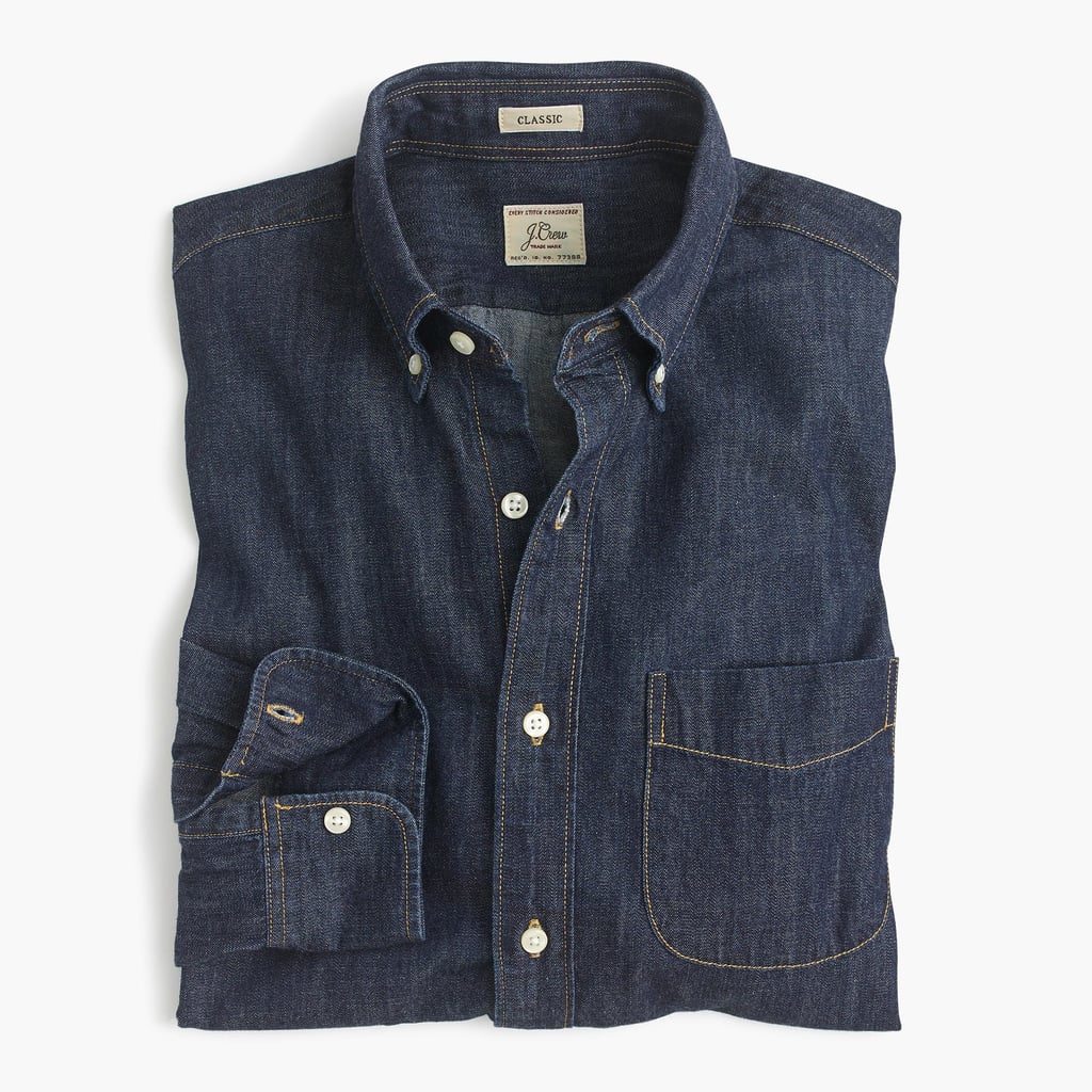 J. Crew Lightweight Denim Shirt in Dark Wash