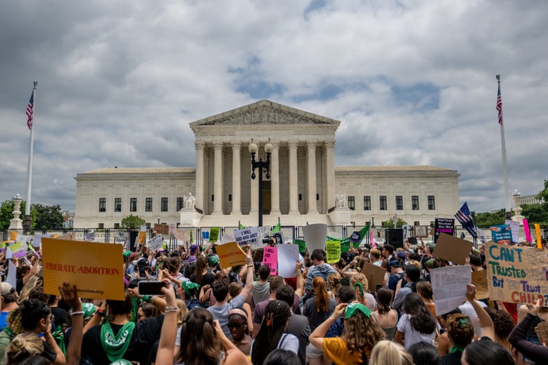 People protest in response to the Dobbs v Jackson Women's Health Organization Supreme Court ruling abortion funds