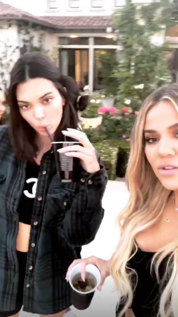 Khloé and Kendall Sipped Drinks in the Backyard