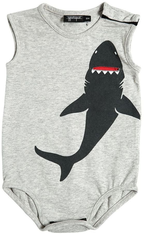 Shark Printed Cotton Jersey Bodysuit
