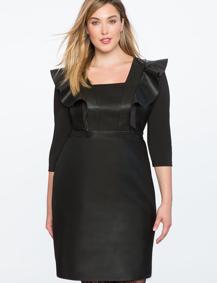 Eloquii Ruffle Faux Leather Dress | Kylie Jenner Leather Dress July ...