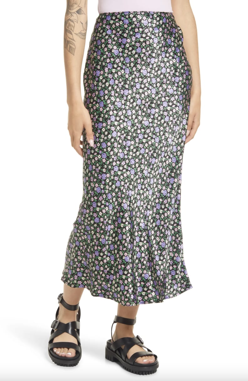In the Spring Spirit: Topshop Floral Satin Skirt