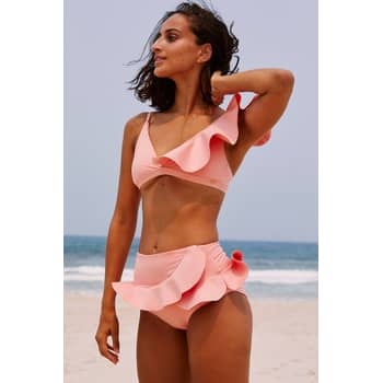 High waisted ruffle bikini bottom cheap